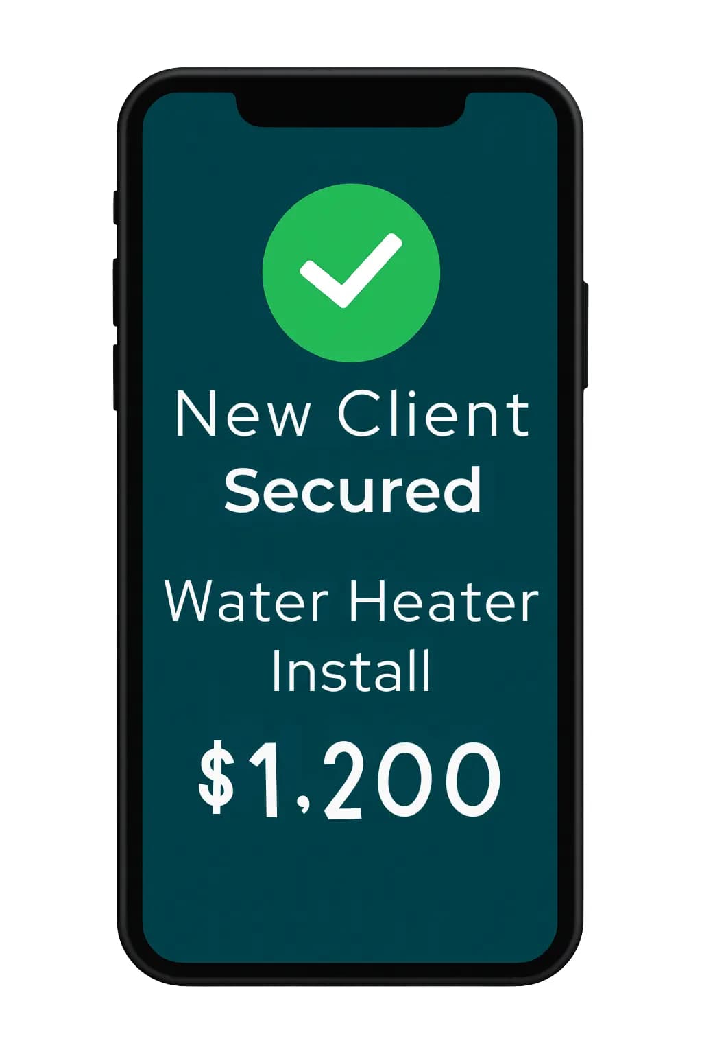 AI Receptionist notification mockup showing a new job alert